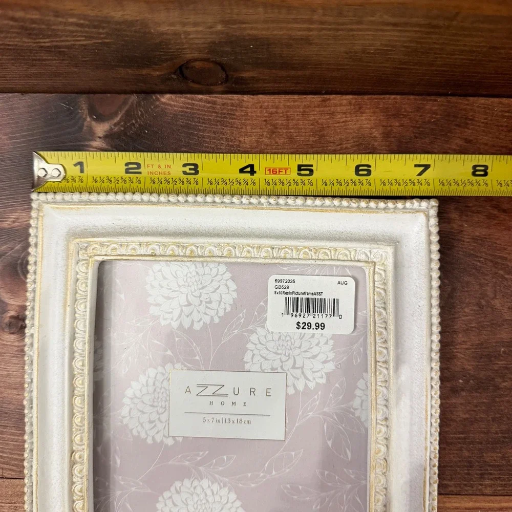 New Azzure Home 5x7 Distressed White Resin w 2 Perched Birds Picture Frame